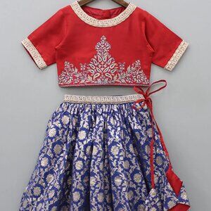 Girl's red and blue lehenga (7-8 YO)